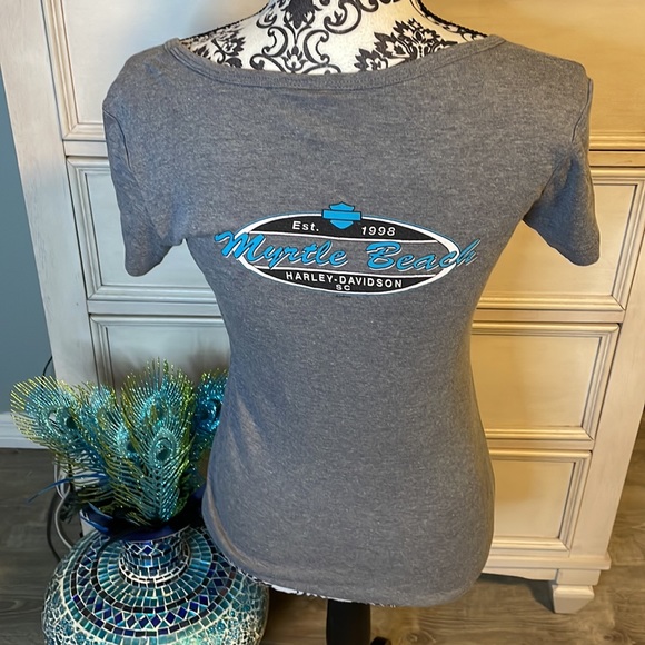 Women’s Cruisin, the Coast Harley Davidson canvas T-shirt, small - Picture 4 of 5